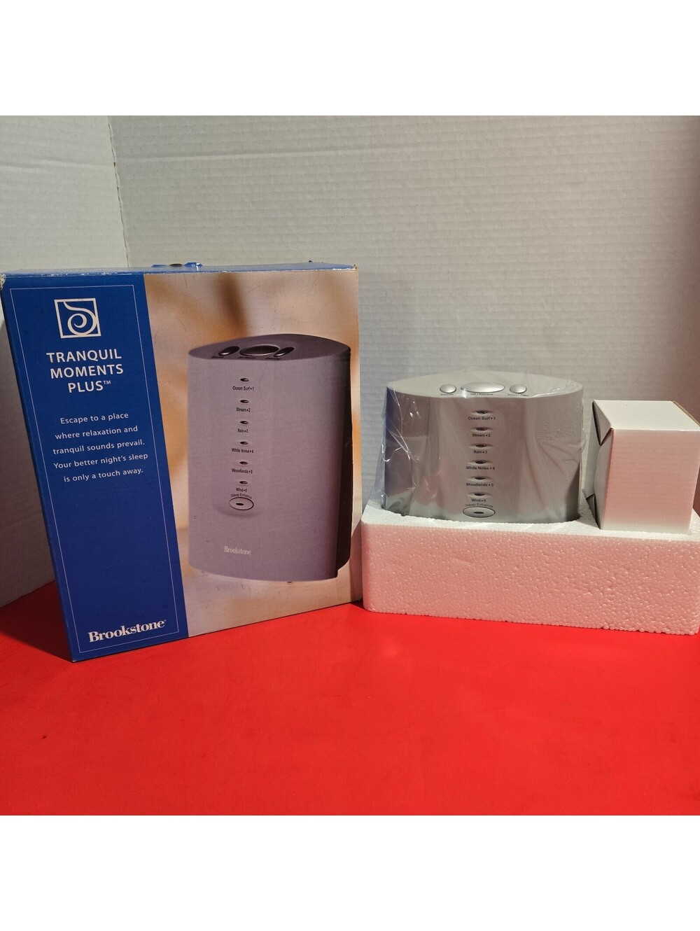 Brookstone Tranquil Moments Plus Sound Machine Ocean Stream Rain Woodlands Wind+